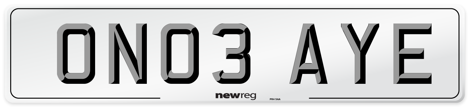 ON03 AYE Number Plate from New Reg